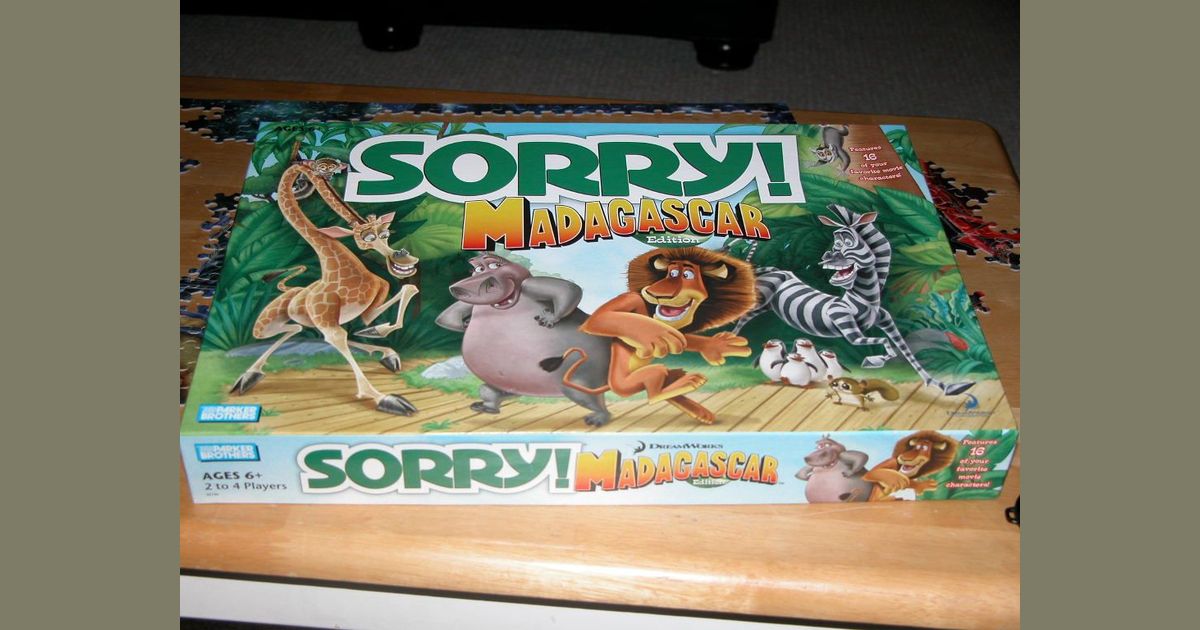 Sorry Parker Brothers 2005 Madagascar Edition Game Board for sale online 