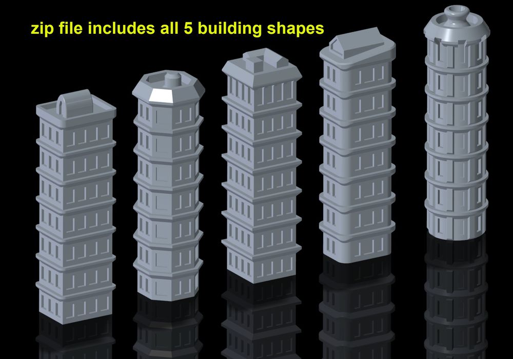 STL files for 3D printed stackable buildings New York Pizza Delivery