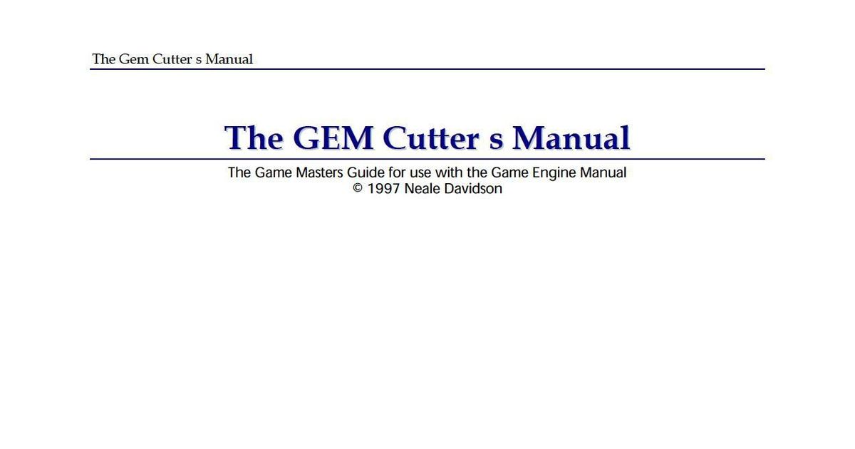 The Gem Cutter's Guide | RPG Item | RPGGeek