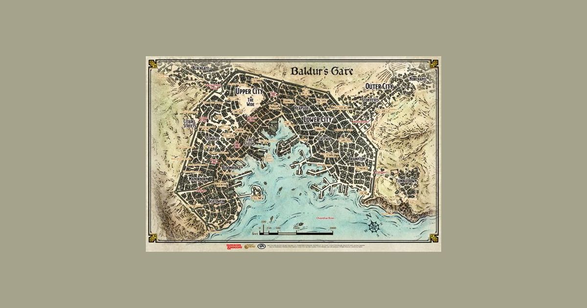 23 x 17 in Baldurs Gate Map Descent Into Avernus Dungeons & Dragons Baldurs Gate