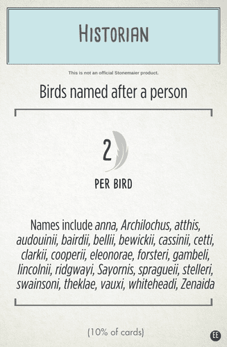 Taxonomic Historian card (fan made) | Wingspan