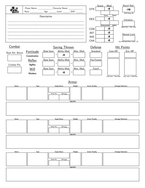 Ops and Tactics Character Sheet | RPG Item | RPGGeek