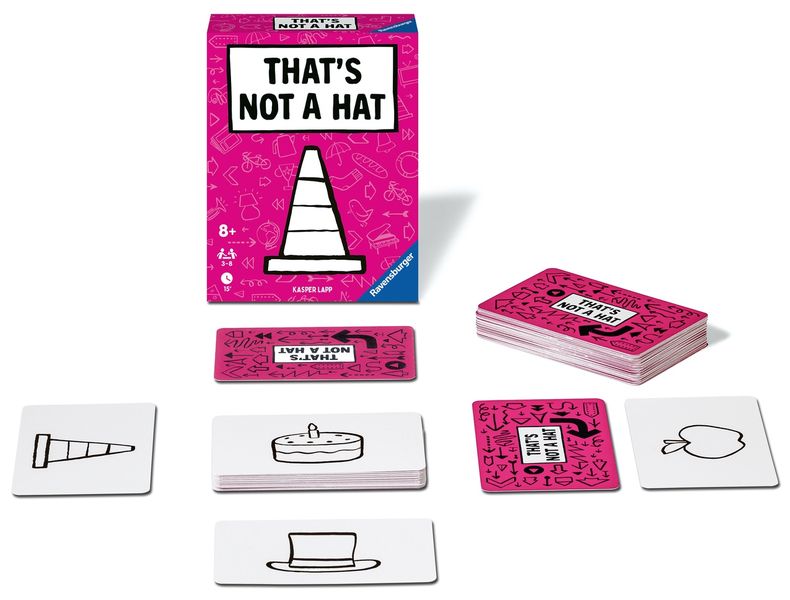 That's Not a Hat, Ravensburger, 2023 — box and cards (image provided by the publisher)