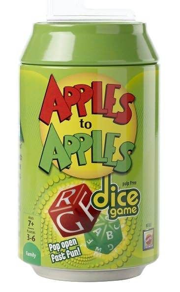 Apples to Apples Dice Game Metal Can Refreshing Pop Open Fast Fun By Mattel NEW 