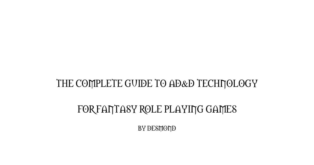 The Complete Guide to AD&D Technology | RPG Item | BoardGameGeek