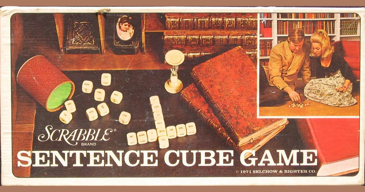 vintage Scrabble sentence cube game