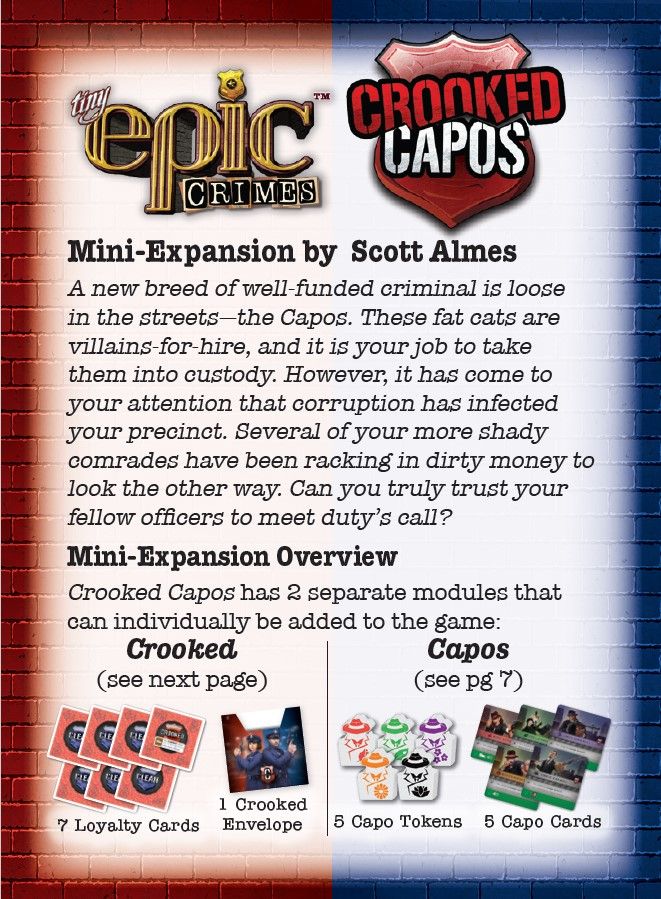 Coperta Tiny Epic Crimes: Crooked Capos Mini Expansion