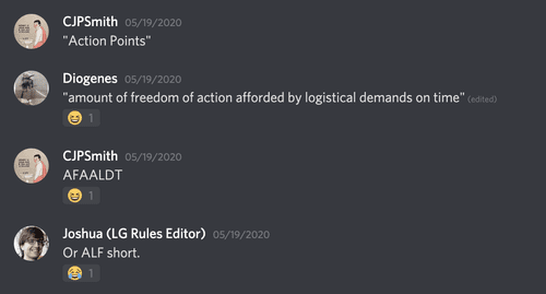 Terminology discussion in progress. Screen shot from Discord