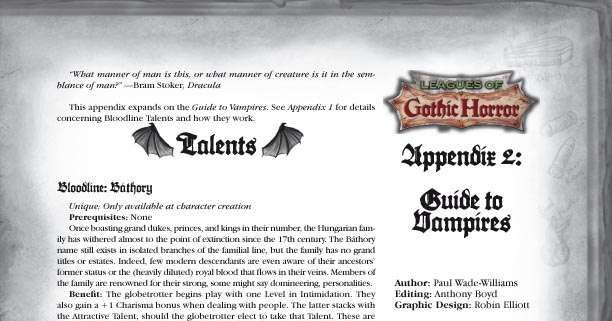 Leagues of Gothic Horror Appendix 2: Guide to Vampires | RPG Item | RPGGeek