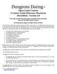 RPG Item: Dungeons Daring Open Game Content Creature Guide Reference Document (Version 4)