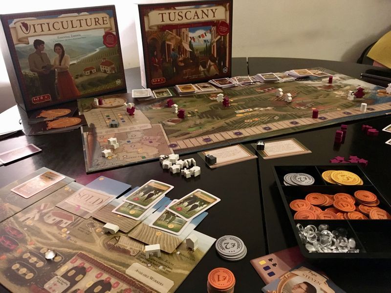 Viticulture Tuscany Essential Two Player End Game - White Won