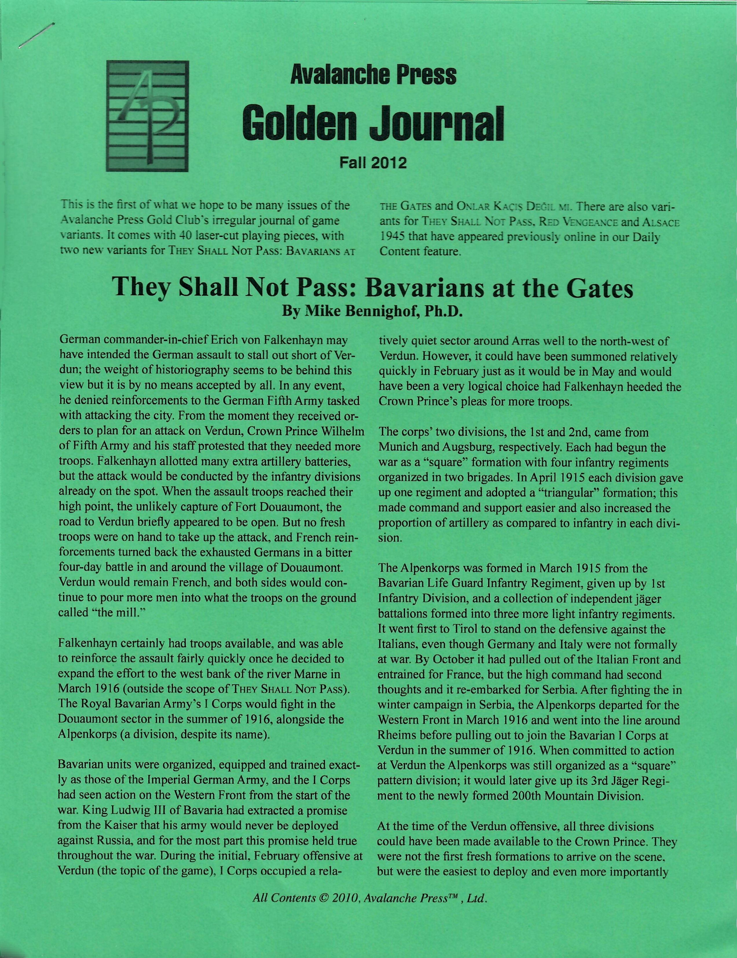 They Shall Not Pass: Bavarians at the Gates