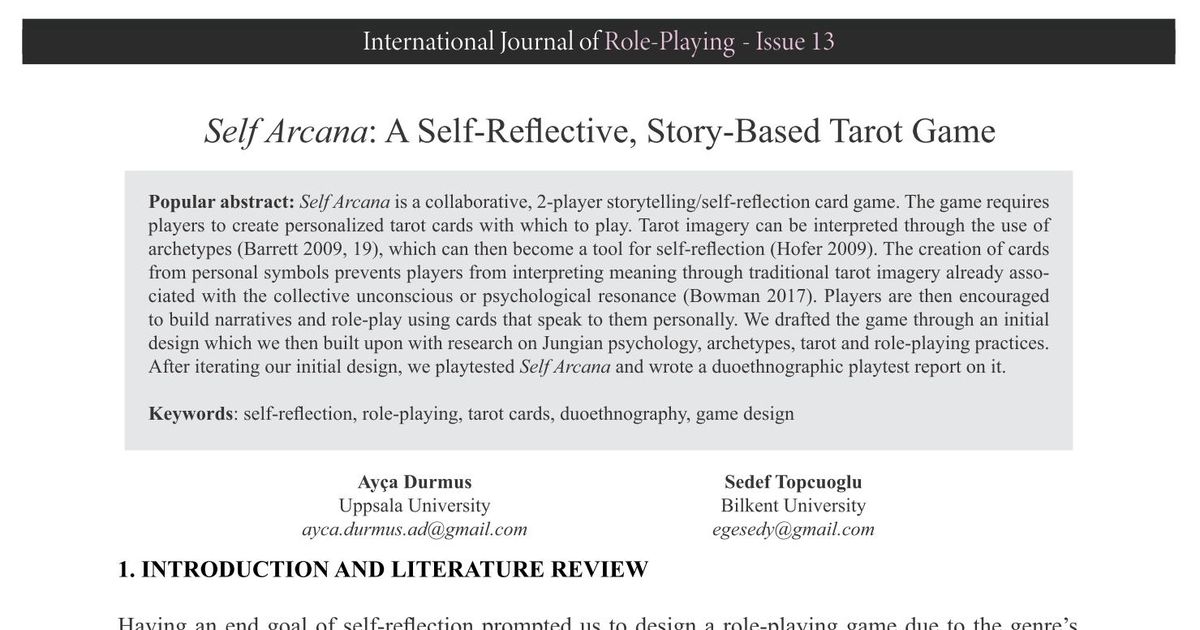 International Journal of Role-Playing (Issue 13 - May 2023) | Issue ...