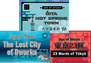 Age of Steam Expansion: 23 Wards of Tōkyō, Ōita Hot Spring Town & The Lost City of Dwarka
