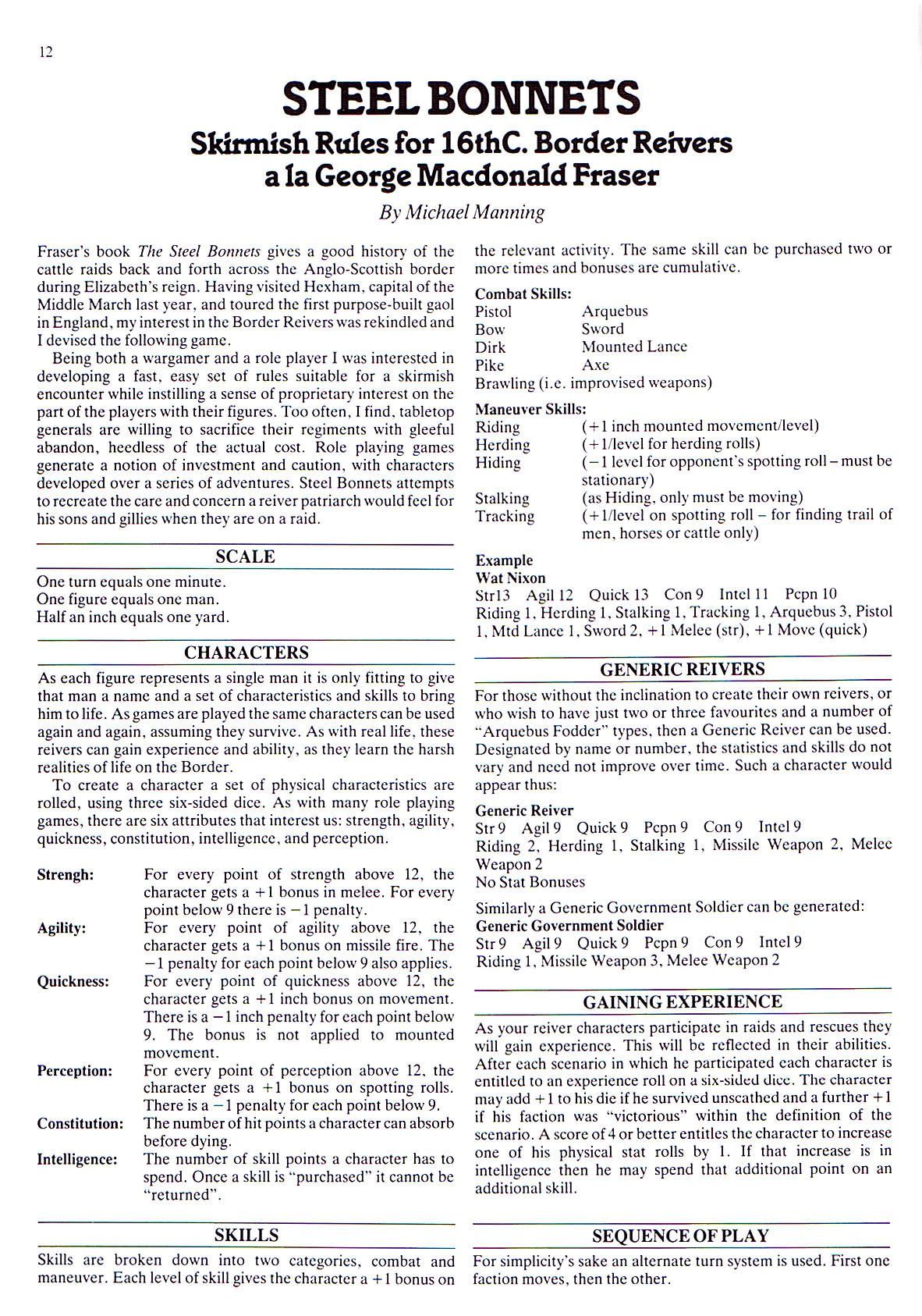 Steel Bonnets: Skirmish Rules for 16th Century Border Reivers