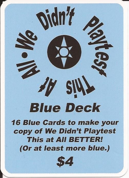 We Didn't Playtest This at All: Blue Deck box art