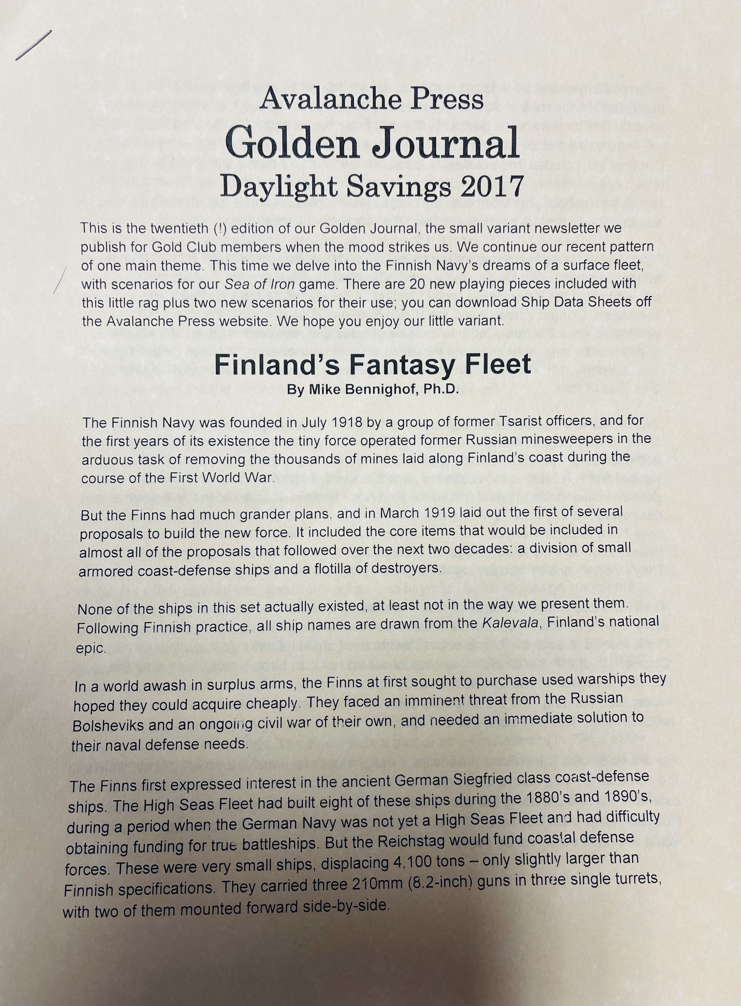 Second World War at Sea: Finland's Fantasy Fleet