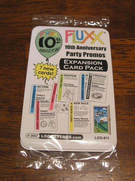Expansion Card Pack Details about   Fluxx 10th Anniversary Party Promos 