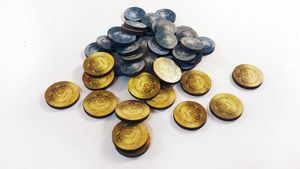Shipyard: InMyBox UV printed coins on plywood
