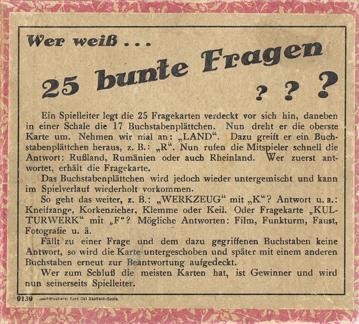Wer weiß ... 25 bunte Fragen?