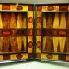 Backgammon board  displayed at the Victoria & Albert Museum, London