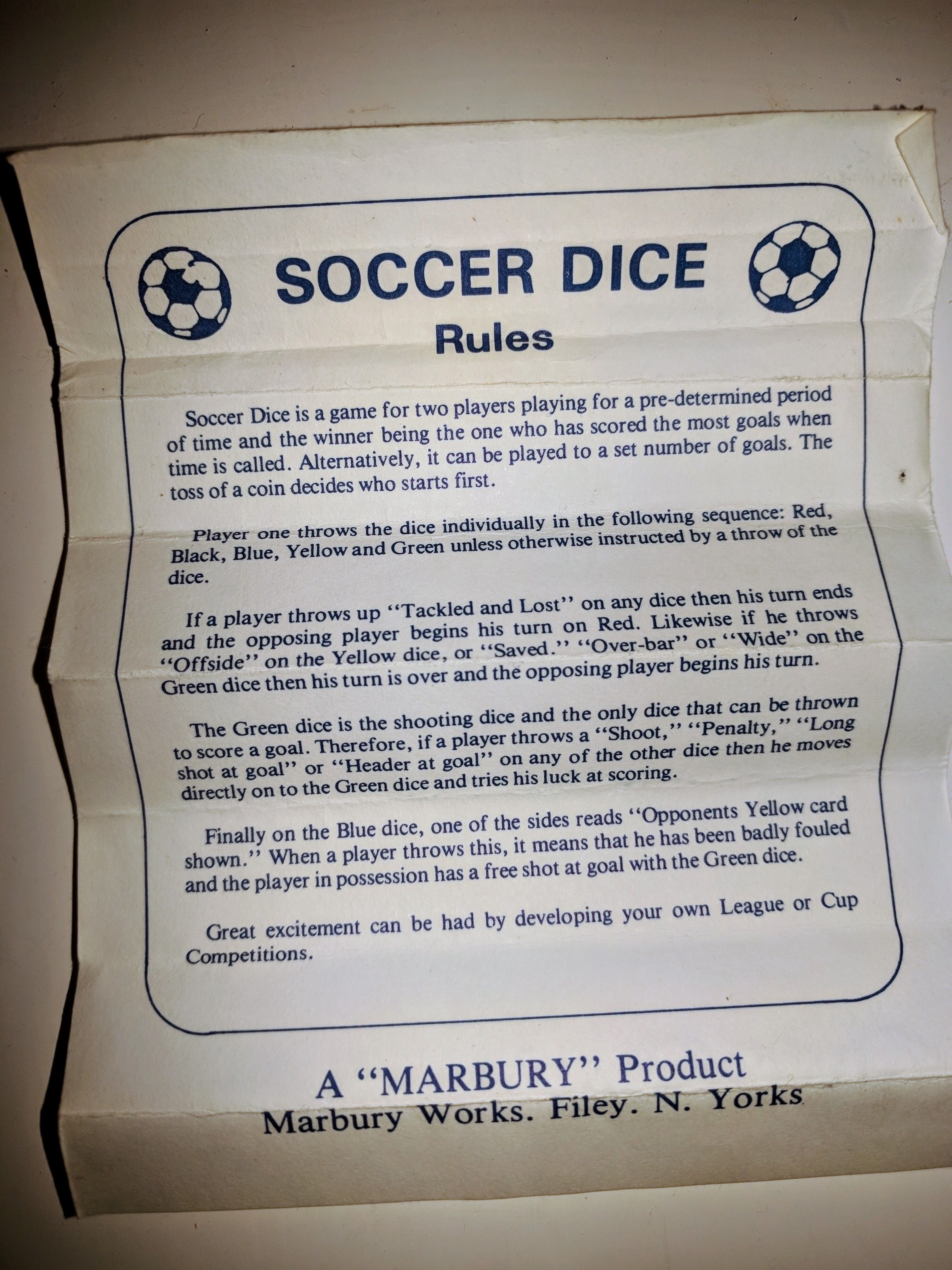 Soccer Dice