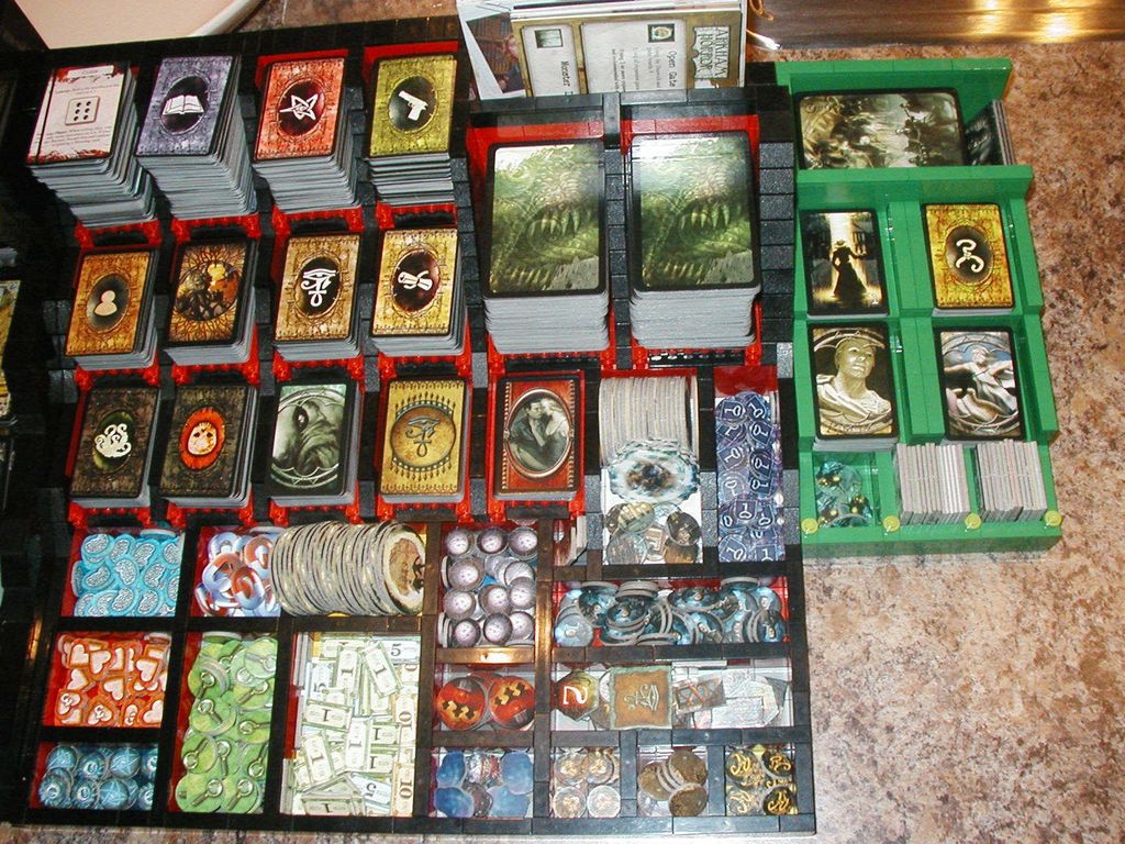 Building and Re-Organizing for an Endlessly Growing Arkham Horror, Part I |  LEGO Accessories for Board Games | BoardGameGeek