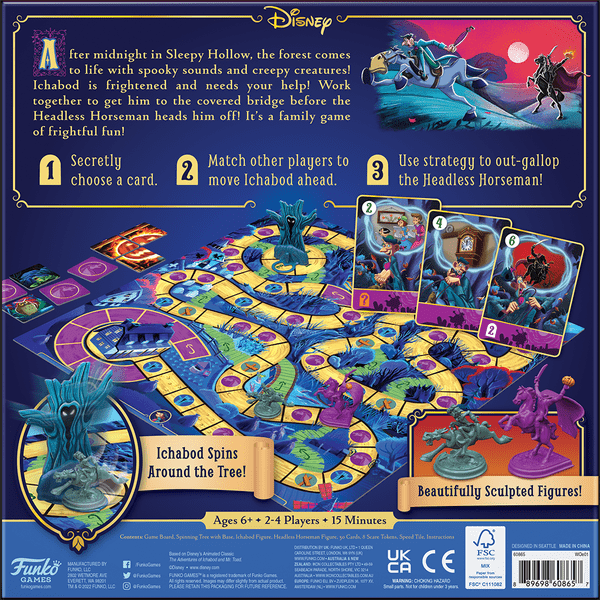 Disney Return of the Headless Horseman Game, Funko Games, 2022 — back cover (image provided by the publisher)
