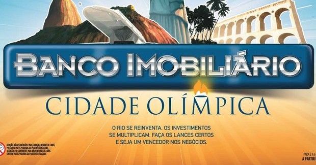 Tabuleiro do jogo Banco Imobiliário Cidade Olímpica.