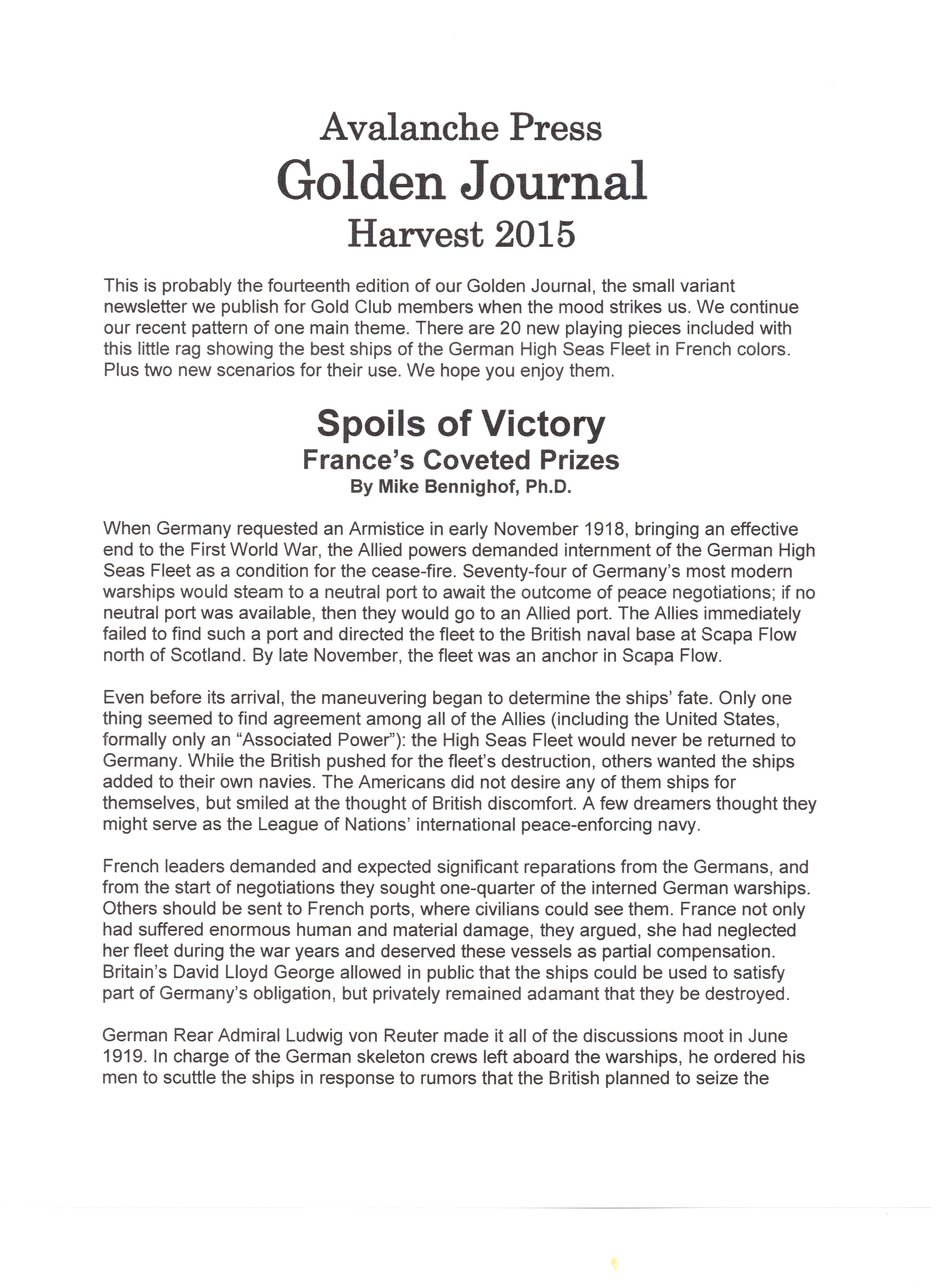 Great War at Sea: Spoils of Victory