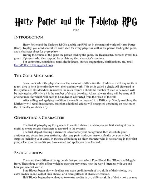 Harry Potter And The Tabletop Rpg 1st Ed Rpg Item Rpggeek