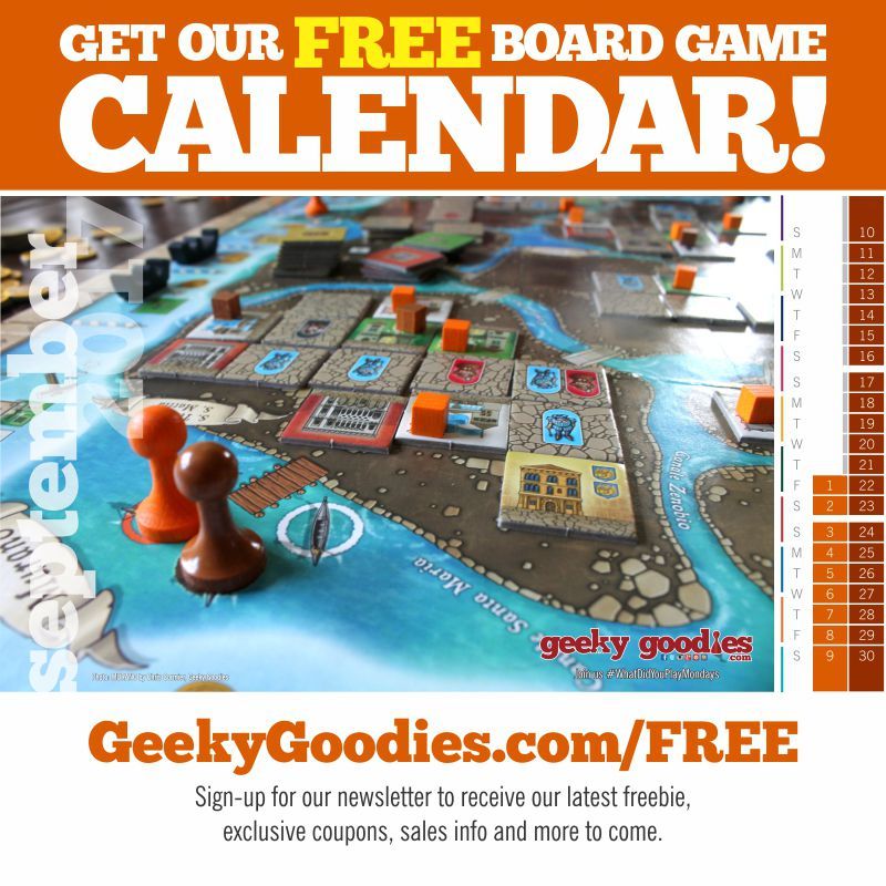 Board Game Calendar FREE from Geeky Goodies Bits + Pieces BoardGameGeek