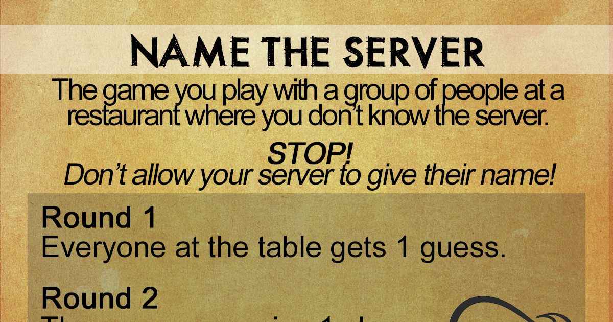 Name the Server Board Game BoardGameGeek