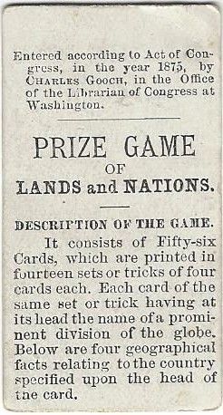 The Prize Game of Lands and Nations