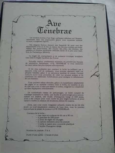 Wargame Ave Tenebrae – Jeux Descartes – Complet – Occasion