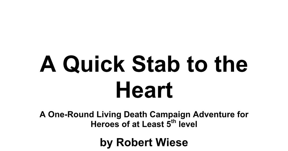 A Quick Stab to the Heart | RPG Item | RPGGeek
