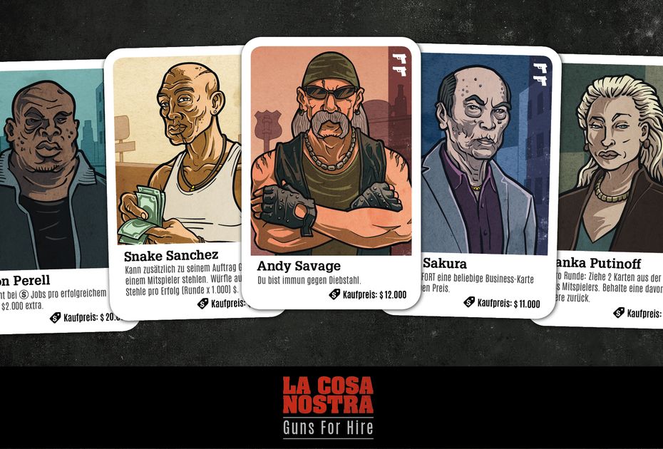 La Cosa Nostra Guns for Hire Hard Boiled Games Kennerspiel Kartenspiel Deutsch