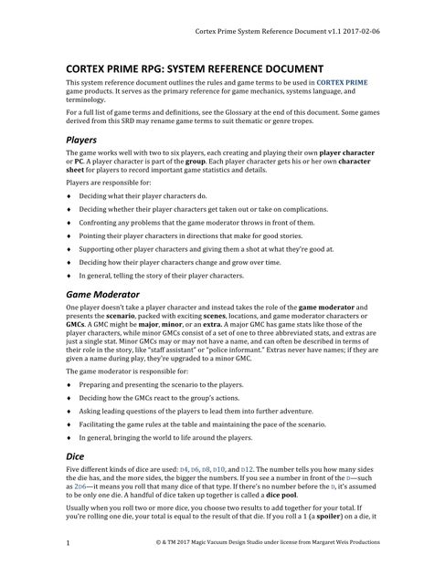 Cortex Prime Rpg System Reference Document Rpg Item Rpggeek
