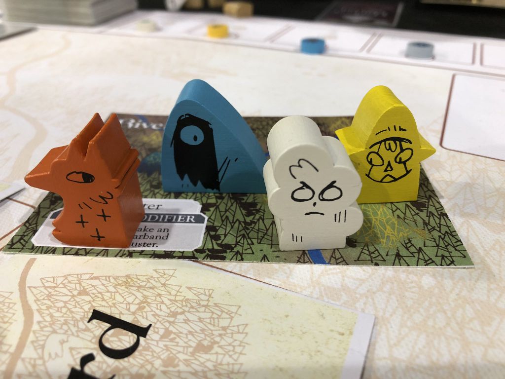 Meeples (player pieces) from Oath the Board Game