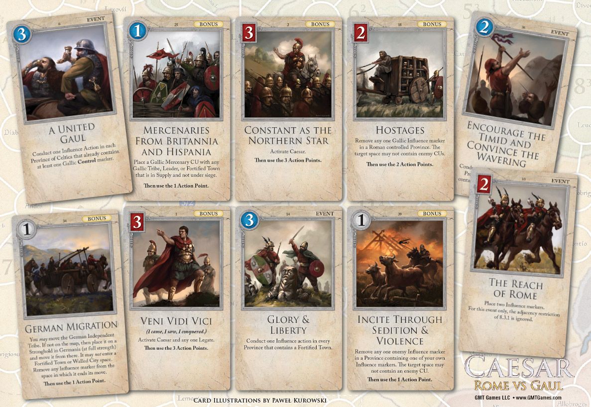 Caesar: Rome vs Gaul - Cartas