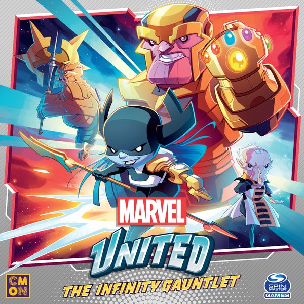 Marvel United: The Infinity Gauntlet, CMON Limited / Spin Master Ltd., 2021 — front cover (image provided by the publisher)