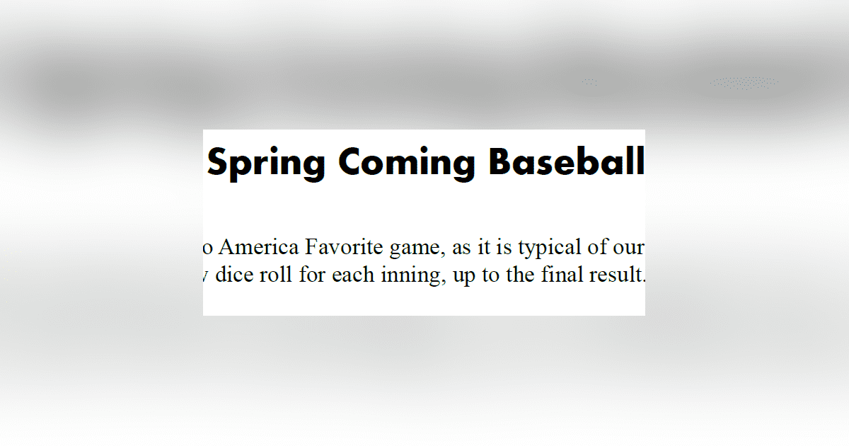 Spring Coming Baseball | Board Game | BoardGameGeek