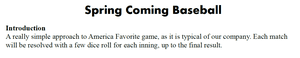Spring Coming Baseball