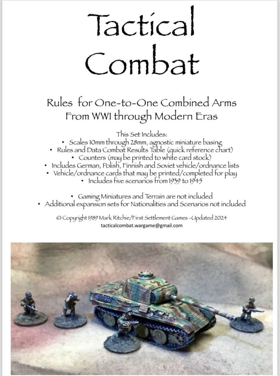 Tactical Combat: Rules for One-to-One Combined Arms – From WW1 through Modern Eras