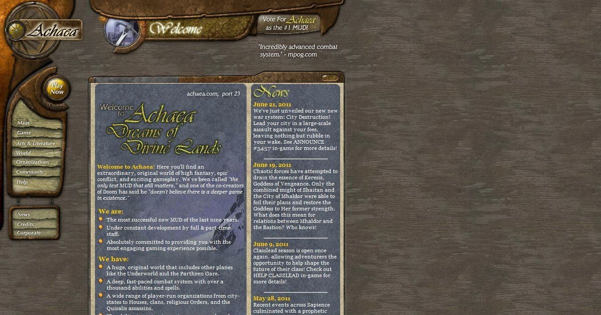 Achaea  The world's leading MUD and Text-Based RPG Game