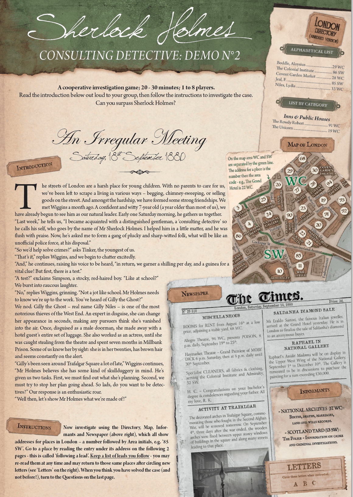 Sherlock Holmes Consulting Detective: An Irregular Meeting box art