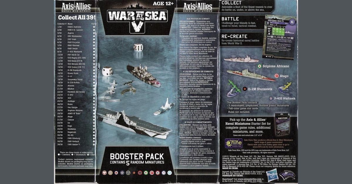 A&A War At Sea Rulebook 2010 Starter USED Axis Allies Naval Miniatures Rules 