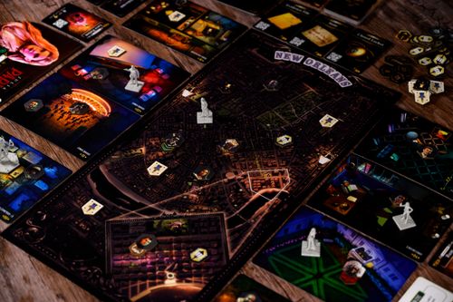MId-game - The Dark Quarter Prototype (March 2022) - Photo by BoardgameShot