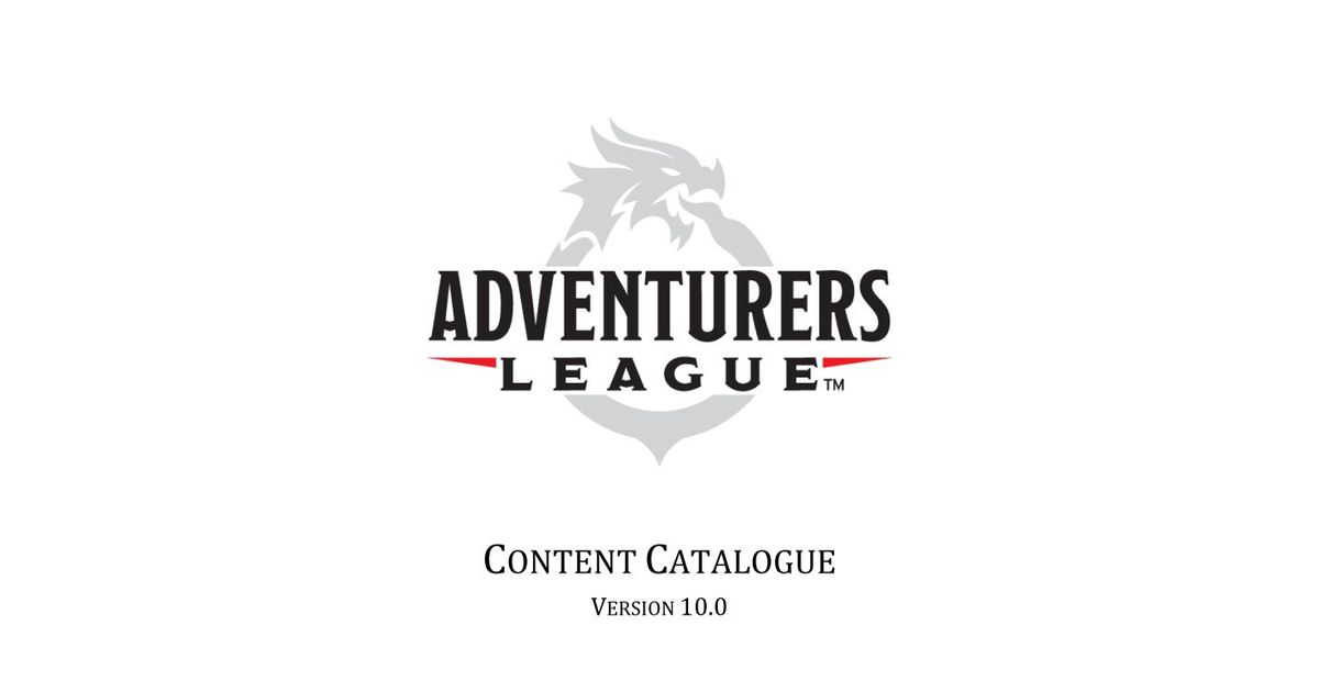 Adventurers League Content Catalog RPG Item RPGGeek