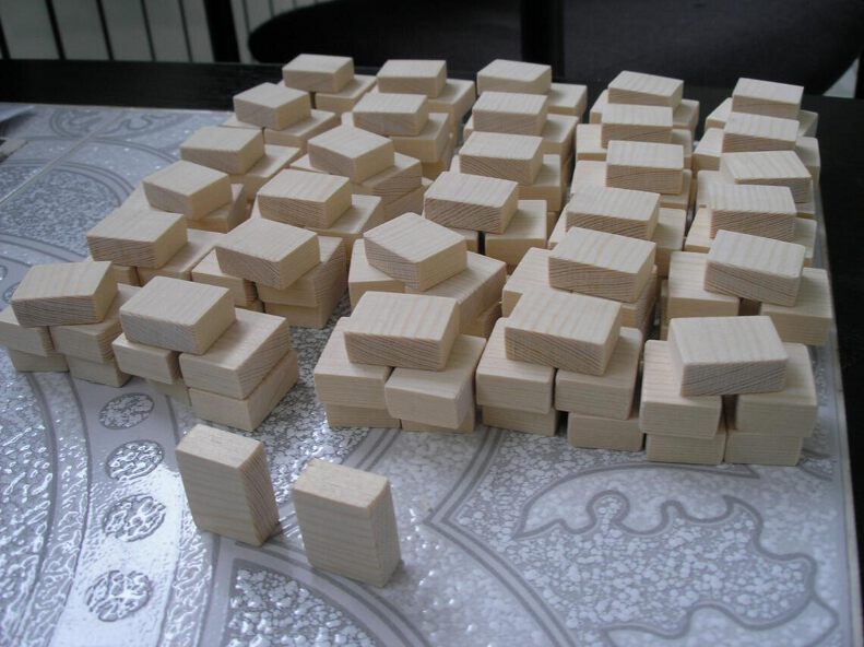 Homemade wooden mahjong